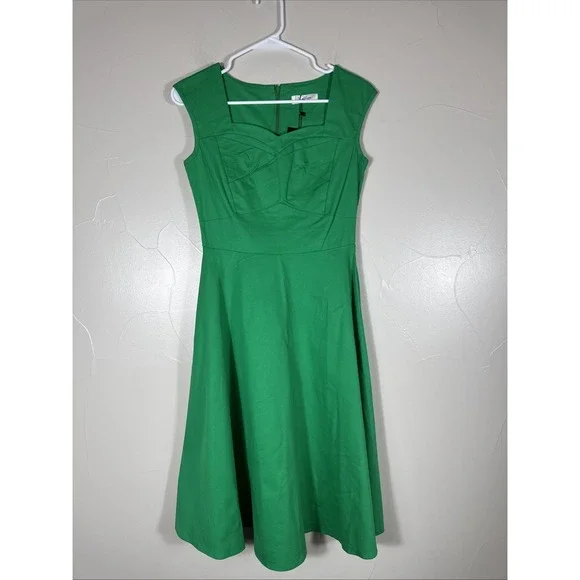 Mixinni Women's Dress Retro 50's Green Fit & Flare Rockabilly Small New With Tag - Picture 2 of 10